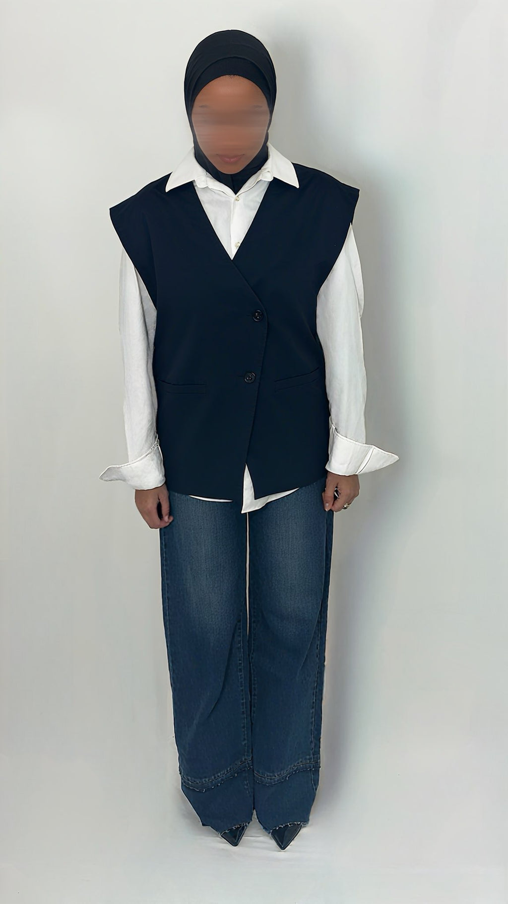 BLAZER SANS MANCHES BLEU