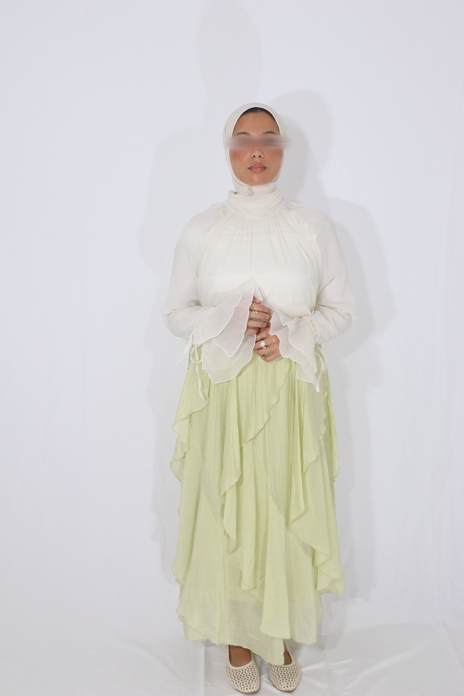 RUFFLED SKIRT GREEN