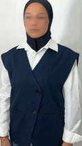 BLAZER SANS MANCHES BLEU