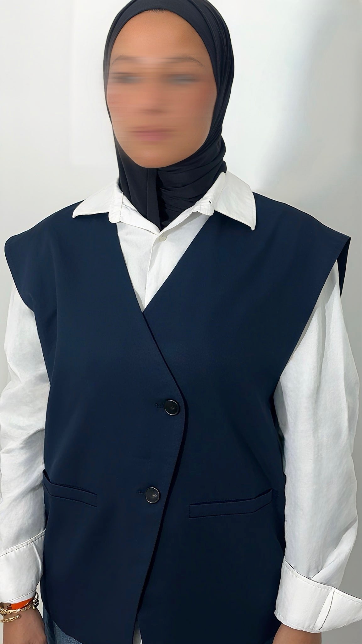 BLAZER SANS MANCHES BLEU